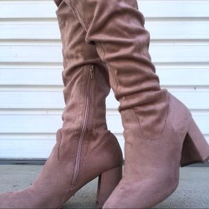 thigh high pink boots